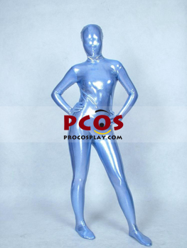 Light Blue Shiny Metallic Unisex Zentai Suit B035 - Best Profession Cosplay  Costumes Online Shop