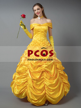 High-end Adult Yellow Moive Beauty and the Beast Cosplay Costume Women Belle  Princess Dresses